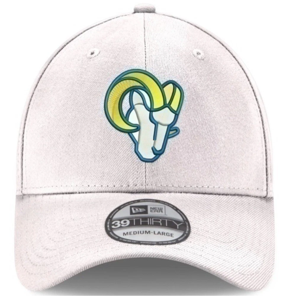 Los Angeles Rams New Era LA Logo Iced II 39THIRTY Hat White Medium/Large NEW