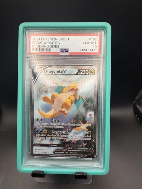 Pokemon 2021 Evolving Skies Dragonite V 192/203 Alt Full Art Holo PSA 10