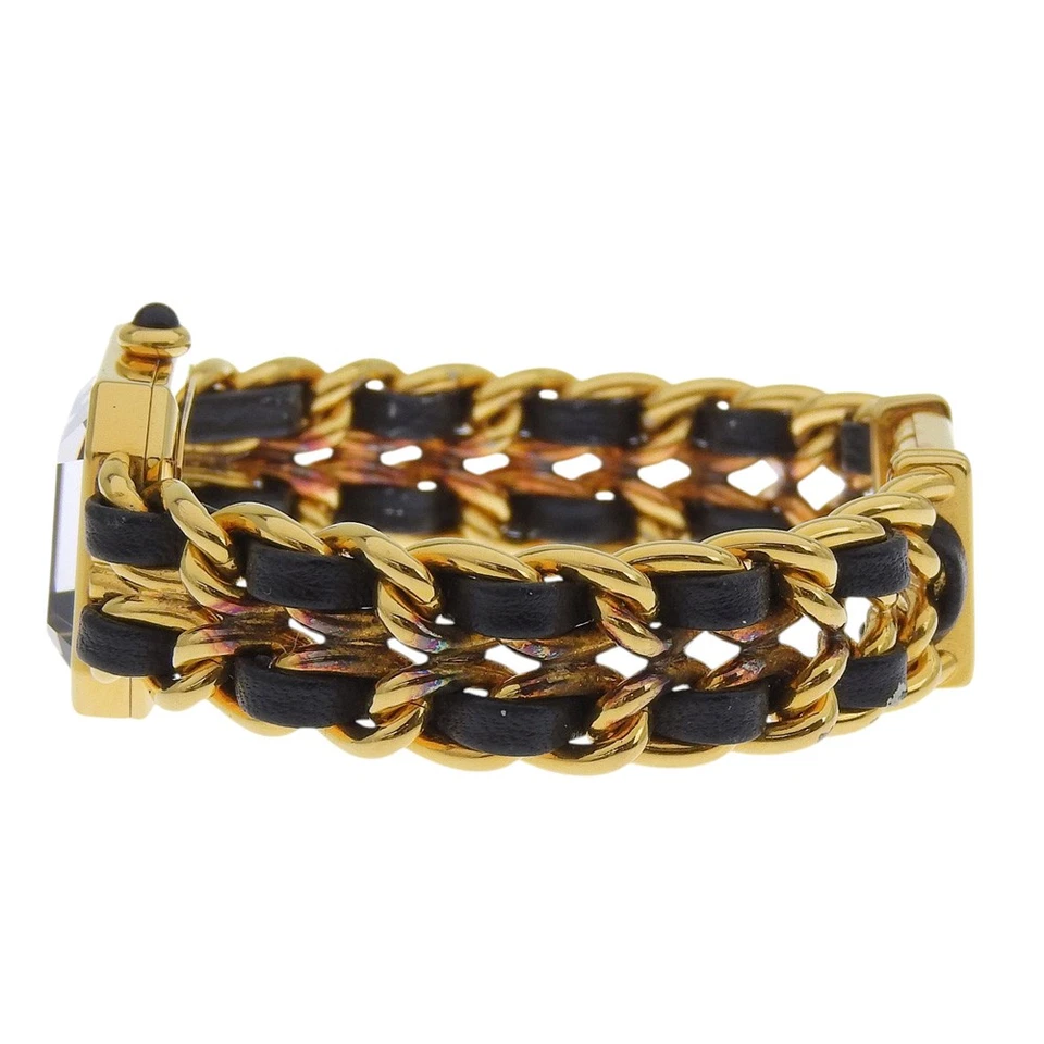 Relojes Chanel Premiere M H0001 esfera negra chapada en oro/cuero cuarzo analógico... Foto 4 de 4