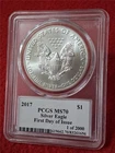 2017 SILVER EAGLE $1 FIRST DAY OF ISSUE PCGS MS70 HISTORY IN YOUR HANDS #MF-2039