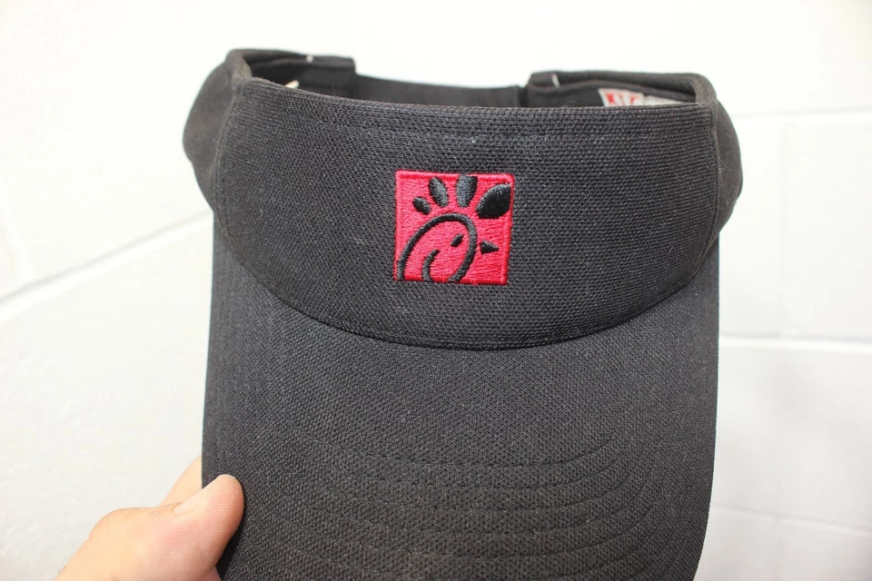 LOT OF 2! Chic Fil A Employee Uniform Hook Loop adjustable Visors black/gray EUC - Image 2 of 4