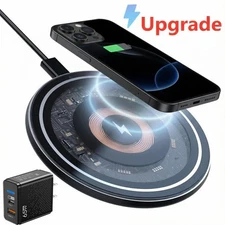 For Samsung S25/S24/S23 Ultra /S22+ 45W Magnetic Fast Wireless Charger Clear Pad