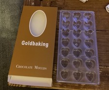 NIB Goldbaking Polycarbonate Chocolate Mold Heart Shaped 21 Cells