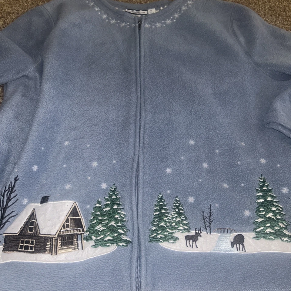 Croft & Barrow Chaqueta Deportiva Polar Navidad Vacaciones Luz Casa Bordada XL Foto 4 de 4