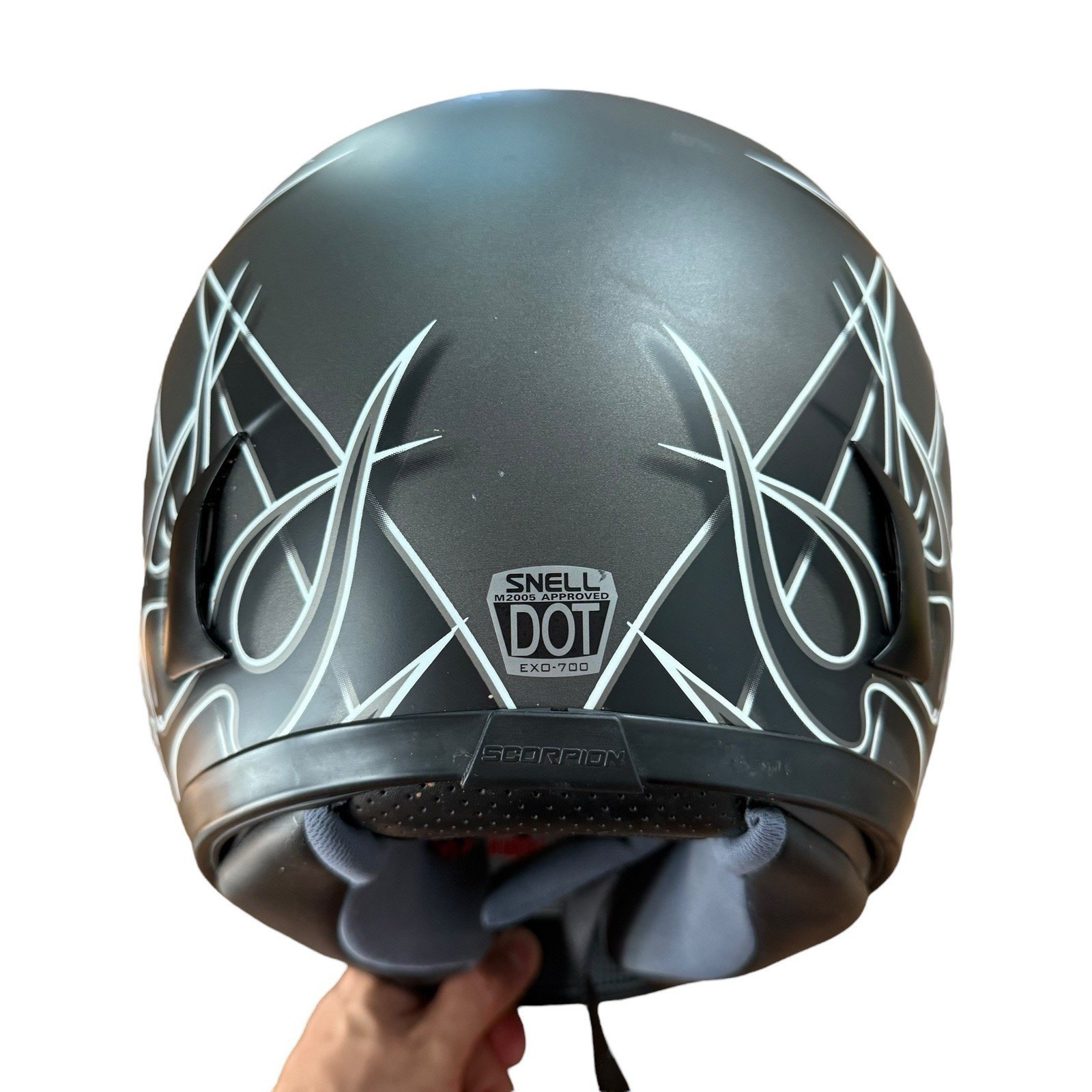 Scorpion EXO 700 Crack Head Black White Helmet Size Small DOT Snell Approved