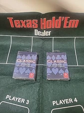 New Cartamundi Classic Poker Playing Cards - 2 Sealed Decks, Texas Hold'Em Mat