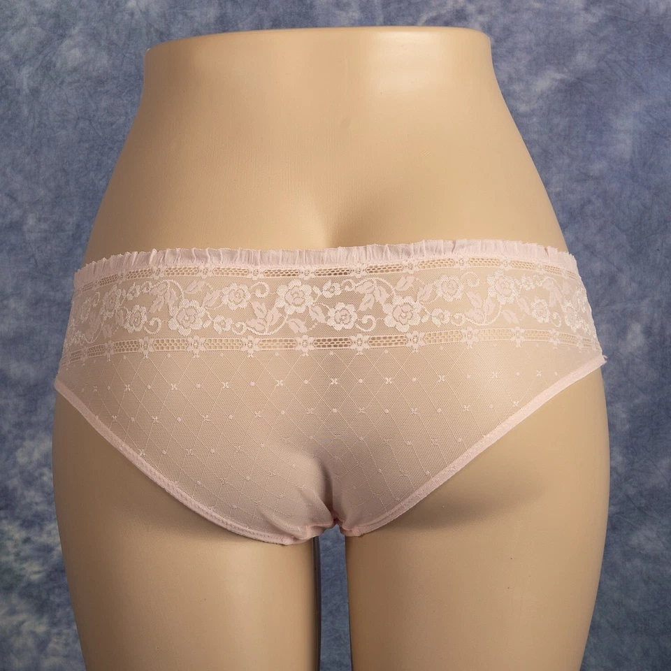 Jezebel Baby Pink Sheer Lace Bikini Panties Size  M Medium - Image 3 of 4