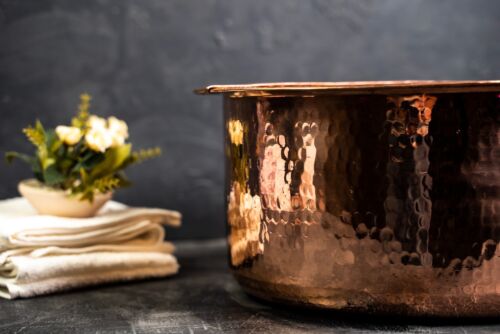 Solid Copper Foot Bath with Removable Footrest | Copper Foot Basin Warming Bowl - Picture 5 of 7