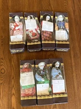 Vtg Lot Of 7 Little Treasure International 8” Porcelain Dolls Collectible Cuties