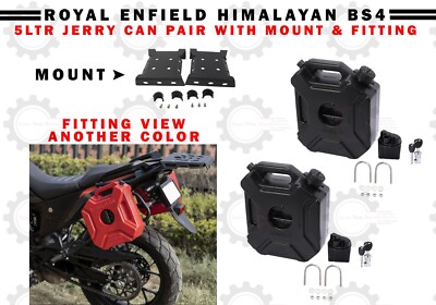 Pair Of 5L Black Jerry Cans With Mounts & Fittings – Fits Royal Enfield Himalayan 411 BS6