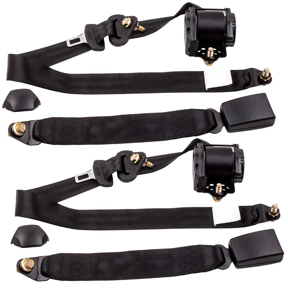 2Set Retractable 3 Point Safety Seat Belt Straps Car Vehicle Adjustable Belt Kit - Image 2 of 4
