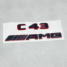 2pcs Black RED Number Letters Rear Trunk Badge Emblem for Mercedes Benz C43 AMG