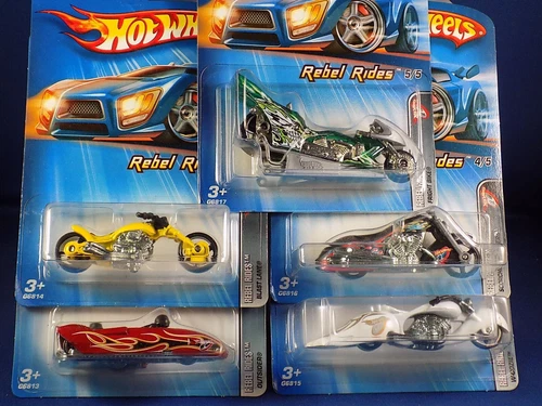 2005 HOT WHEELS VINTAGE COLLECTIBLES  5 MOTORCYCLE REBEL RIDES SERIES SET