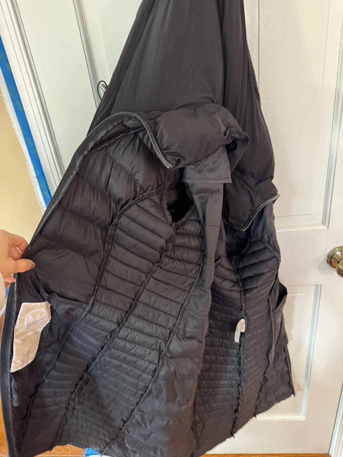 Giacca imbottita Michael Kors nera lunga XS con cappuccio imbottitura piumino alt