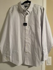 Stafford Signature Premium Oxford Dress Shirt Blue / Purple Strip 100 Cotton