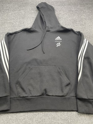 Adidas X Peloton Hoodie Mens Medium Black Sweater Sweatshirt Pullover Striped