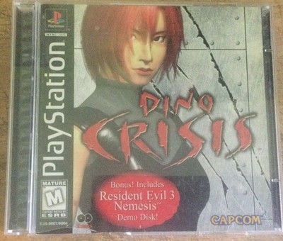 Capcom Dino Crisis Sony PlayStation 1 PS1 CIB & RE3 Demo Disc, M (1999) w reg cr