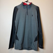 Spyder Active ProWeb Gray/Black 1/4 Zip Training Athletic Pullover Mens Large