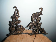 Vintage Pair Of Wall Mount Plant Hangers w/ Humming Bird & Grape Vine- Bird Feed