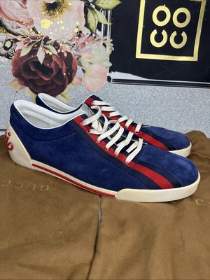 GUCCI SCRIPT WEB STRIPE CURSIVE BOULEVARD SNEAKERS SZ 9.5G US SZ 10.5