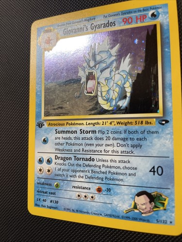 Pokémon Gym Challenge 1st Edition Giovanni’s Gyarados Holo Rare 5/132 LP WOTC - Picture 2 of 8