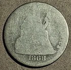1868 Seated Liberty Dime – AG/G – Heavy Circulation – 90% Silver #900
