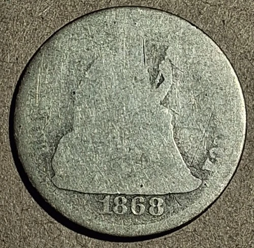 1868 Seated Liberty Dime – AG/G – Heavy Circulation – 90% Silver #900