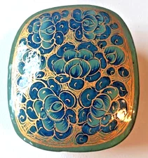 Handmade/Hand Painted Paper Mache, Lacquered Trinket Box~Kashmir India