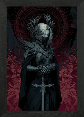 Dark Fantasy Krieger Schwert gerahmtes Wandbild Poster Leinwanddruck Bild