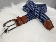 NEW Perry Ellis Portfolio Men's Blue Stretch Woven Belt Golf Preppy Dress Up