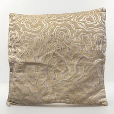 Ethan Allen Pillow Sham Cover 20x20 in Swirl Pattern Gold Silver Linen Blend