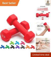 Comfort Grip Hex Dumbbells, 1-15 LB Pair, Anti-Slip Design for Seniors' Training