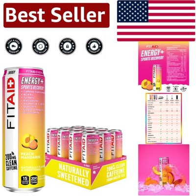 FITAID ENERGY: 200mg Natural Caffeine Peach Mandarin, Low Calorie, Pack of 12