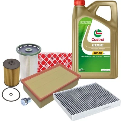 FEBI BILSTEIN FEBI Filter Satz + 5L CASTROL EDGE 5W30 LL für VW GOLF 7 PASSAT B8 1.6-2.0 TDI