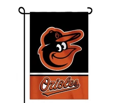 Baltimore Orioles Double Sided Garden Flag 12x18 Heavy Duty Polyester/New