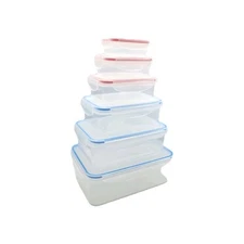 Plastic Food Storage Clip Containers With Lids 6pcs 85, 50, 34, 17, 8, 4oz