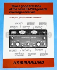 Hammarlund HQ-200 Shortwave Receiver Original Factory Brochure / Flyer
