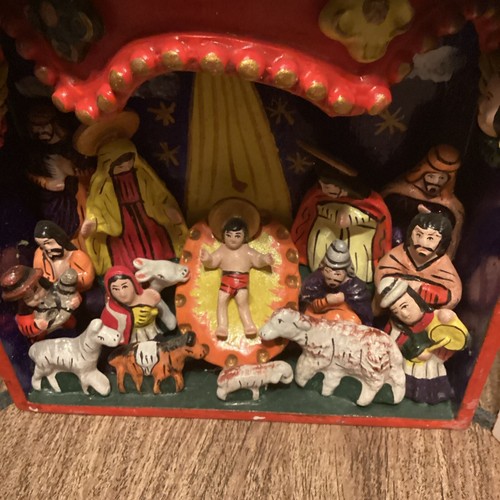 Vintage Weihnachtskrippe Volkskunst Weihnachten Diorama Kosten plus - Bild 2 von 5