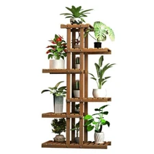 High & Narrow Steady Corner Wooden Plant Stand Indoor Outdoor Garden Pots Shelf 