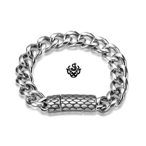 Silver bracelet stainless steel mens chain 21cm father's day gift soft gothic - 第 1/3 張圖片