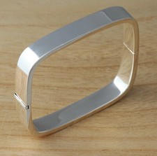 Solid 925 Sterling Silver Square Bangle Bracelet Plain 9mm Heavy UK Hallmarked