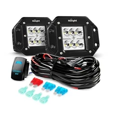 Nilight 2PCS 18W Flush Mount LED Light Bar Offroad Lights Wiring Harness Kit New