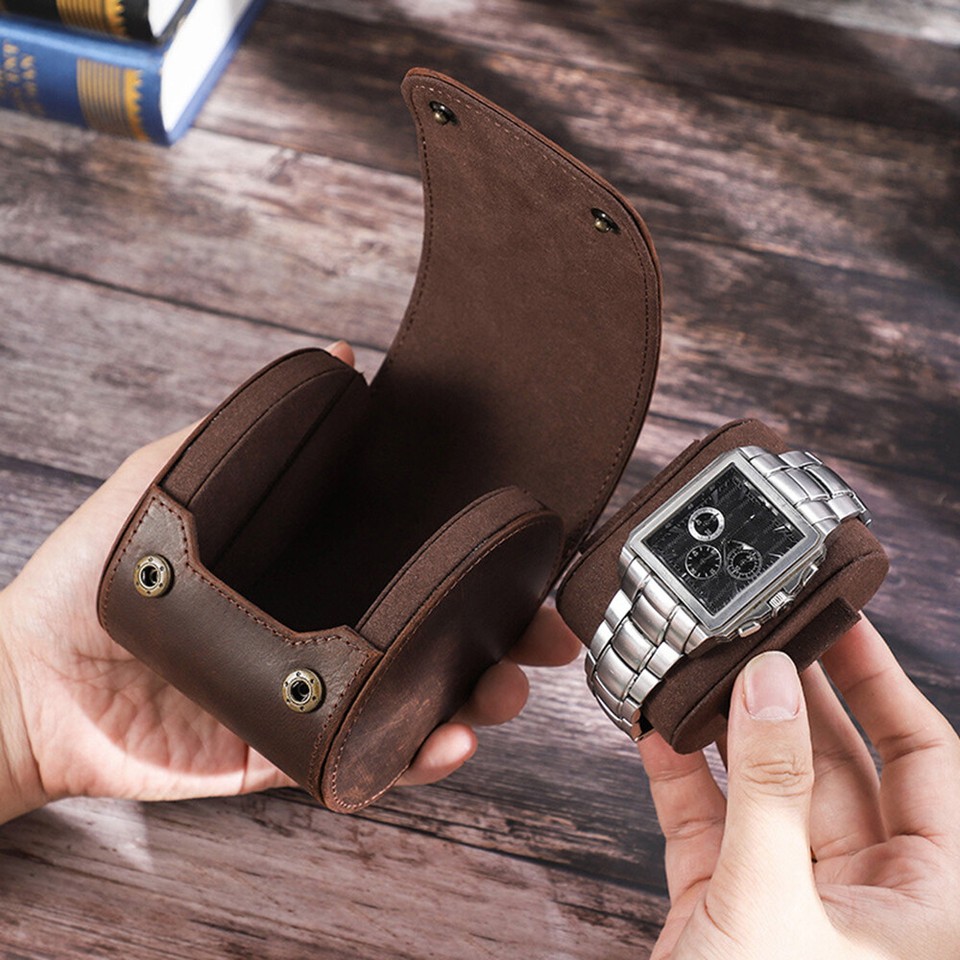 Vintage Watch Roll Case Genuine Leather Watch Display Box Travel ...