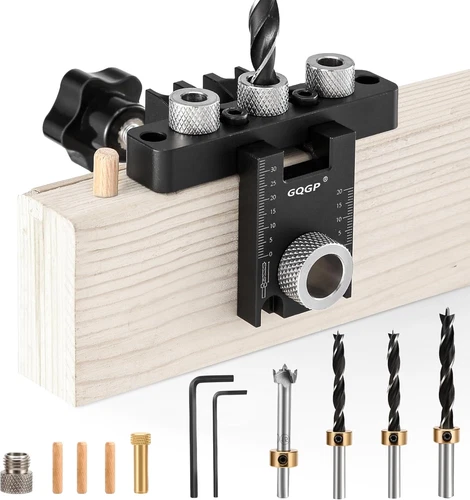 3 in 1 Dowel Jig Drill Kit,Self Centering Doweling Jig,Adjustable Drilling Width - Picture 1 of 7