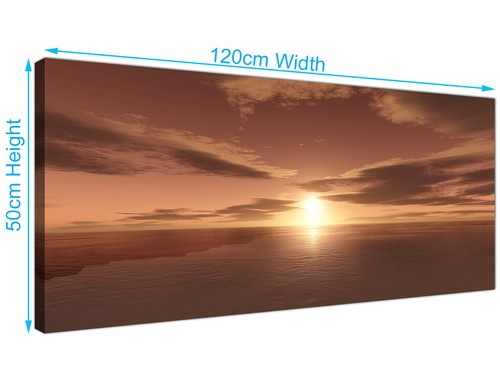 Brown Ocean Sunrise - Modern Seascape Canvas Wall Art - 120cm Wide Prints - Picture 3 of 4