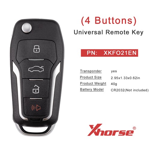 Xhorse XKFO21EN Universal Remote Key Fob 4 Buttons for Ford VVDI Key Tool - Picture 7 of 7