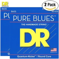 2-PACK DR PB-45 Pure Blues Quantum Nickel Electric Bass Guitar Strings 45-105