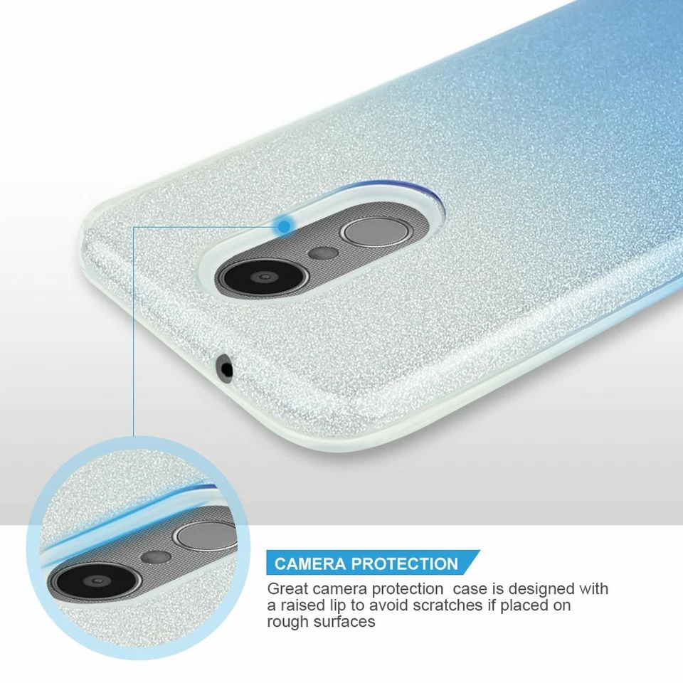 Funda híbrida brillante brillante brillante + protector de pantalla para LG Aristo 2/3/Plus/Phoenix 4 Bling Foto 4 de 4