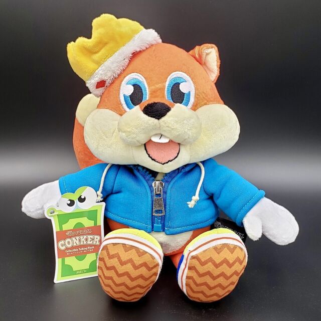 Conker's Bad Fur Day Talking Conker Plush Plushie Figure Crown Xbox N64