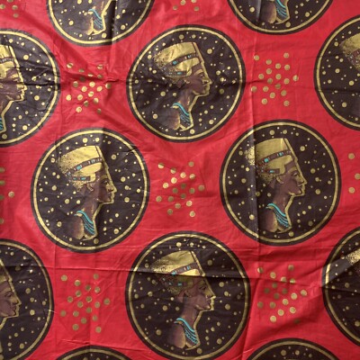 Egyptian Pharaoh Gold & Red Wax Cotton Fabric 60x44 
